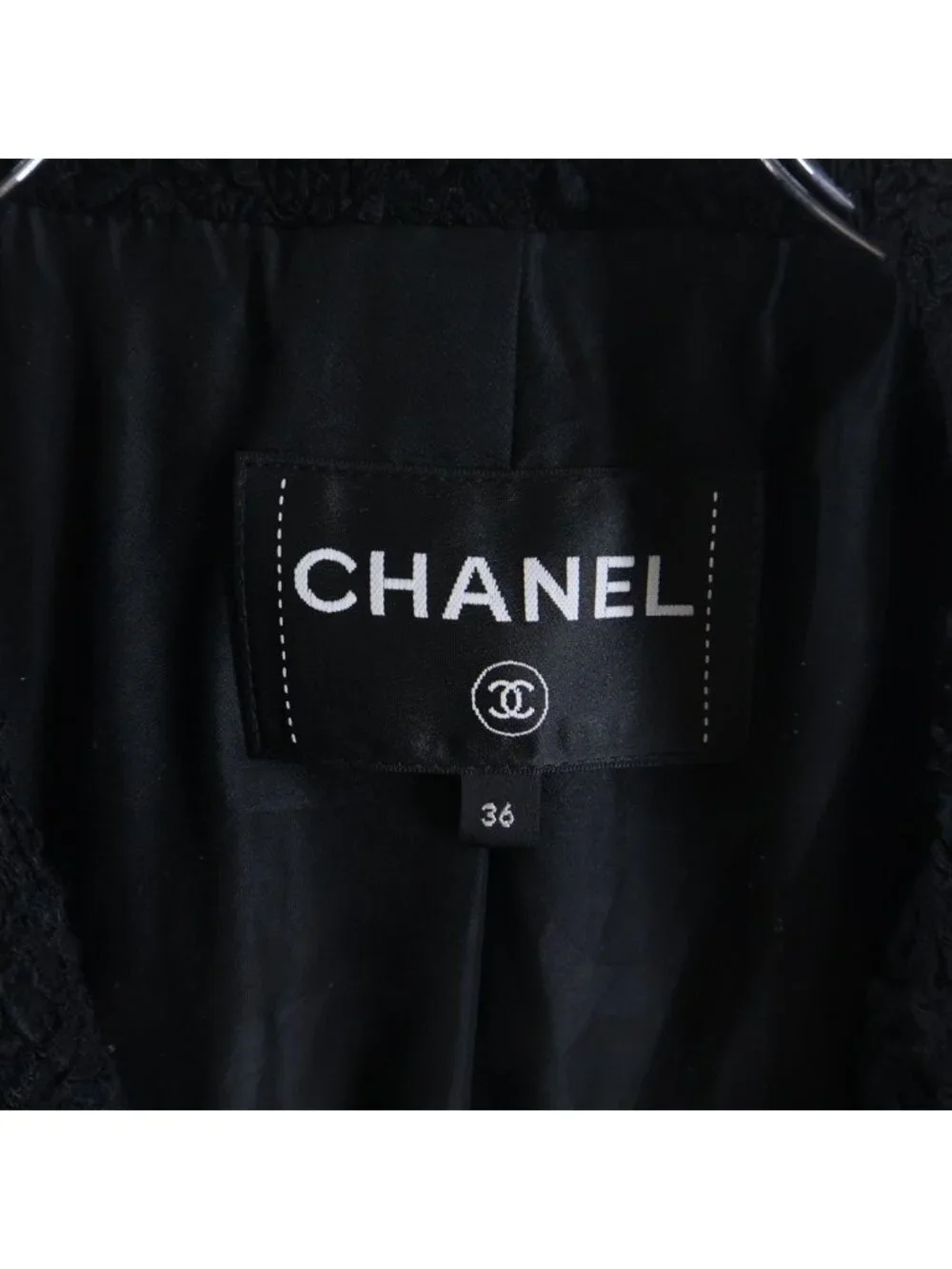 Chanel Tweed Jacket Crystal Button Double Breasted Black